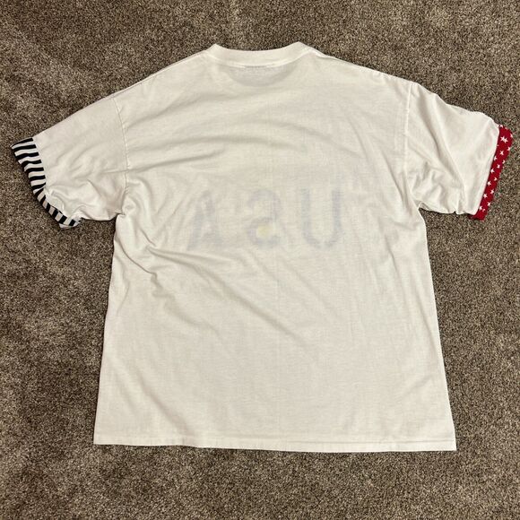 VTG Handmade American Flag T Shirt Oneita USA 4th Of July Adult 2X Single Stitch - Picture 6 of 7